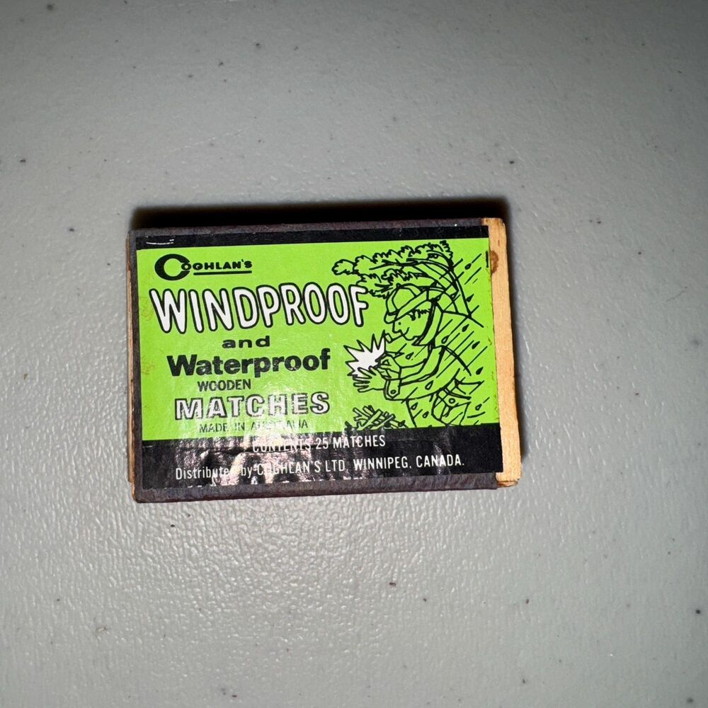 Vintage Matches Coghlans Windproof Wateproof Wooden Safety 25 Pack Collectible